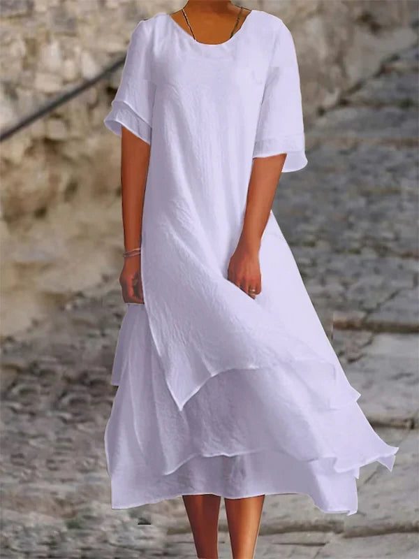 Asymmetrical Layered Midi Dress for Women - View 8