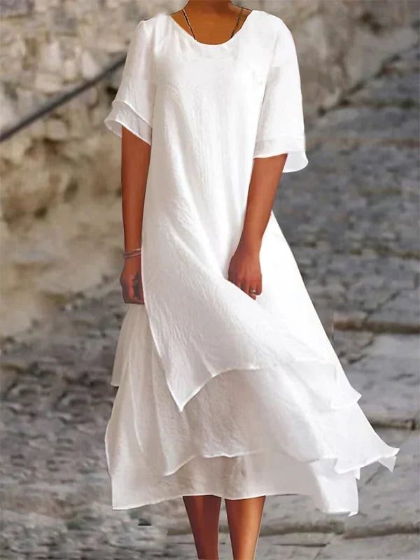 Asymmetrical Layered Midi Dress for Women - View 4