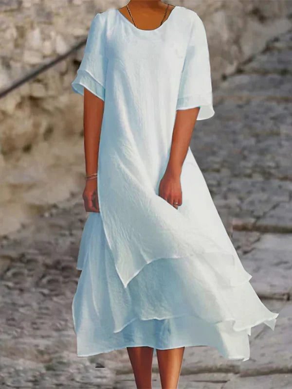 Asymmetrical Layered Midi Dress for Women - View 5