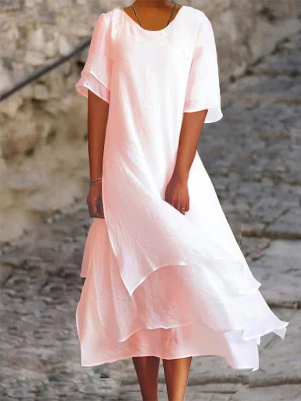 Asymmetrical Layered Midi Dress for Women - View 6