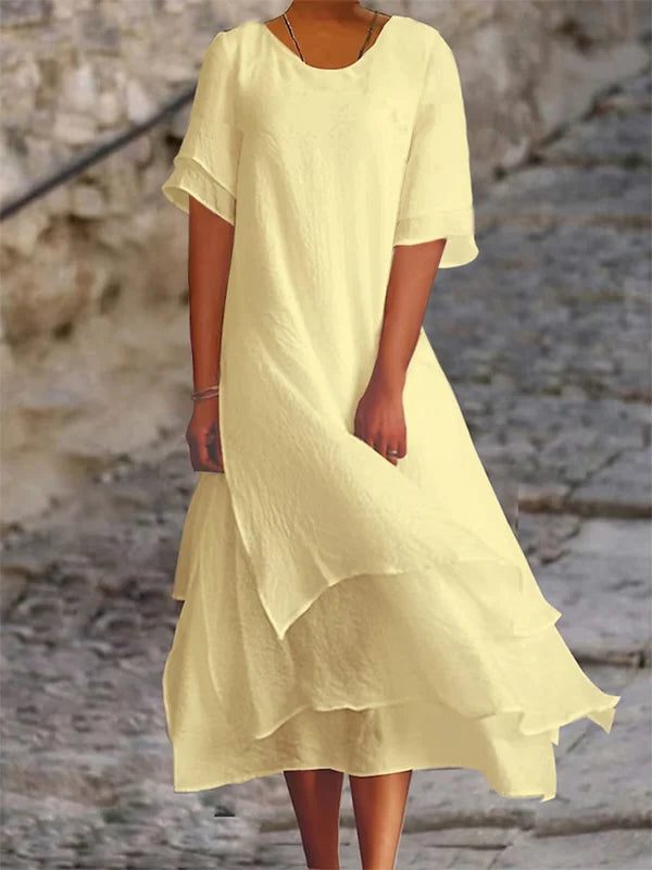 Asymmetrical Layered Midi Dress for Women - View 7