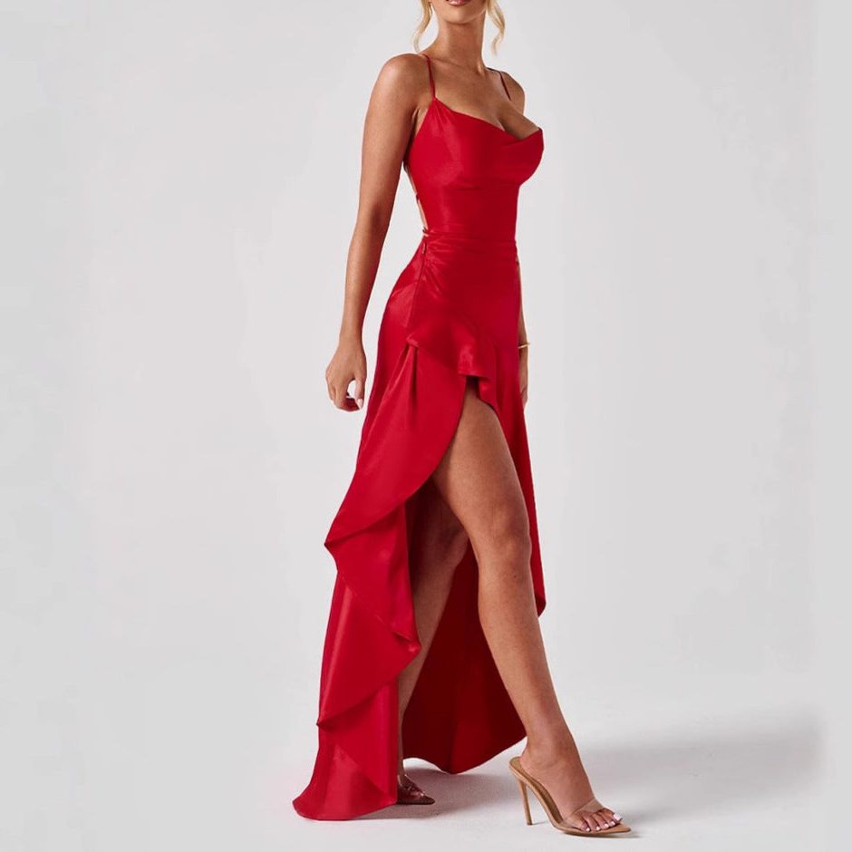 Asymmetrical Ruffle Maxi Dress for Women