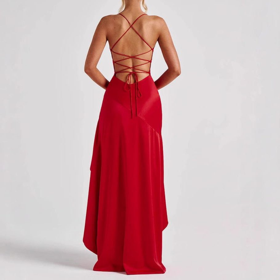 Asymmetrical Ruffle Wrap Maxi Dress for Women - View 2