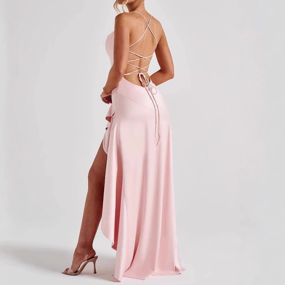Asymmetrical Ruffle Wrap Maxi Dress for Women - View 3