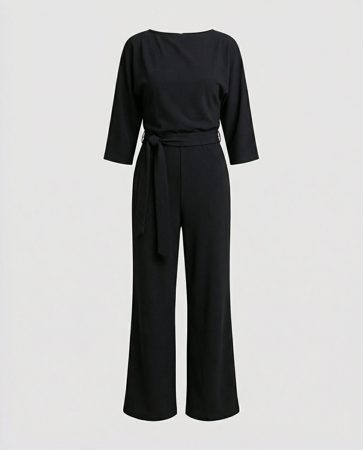 Belted Crew Neck Wide Leg Jumpsuit for Women - View 18