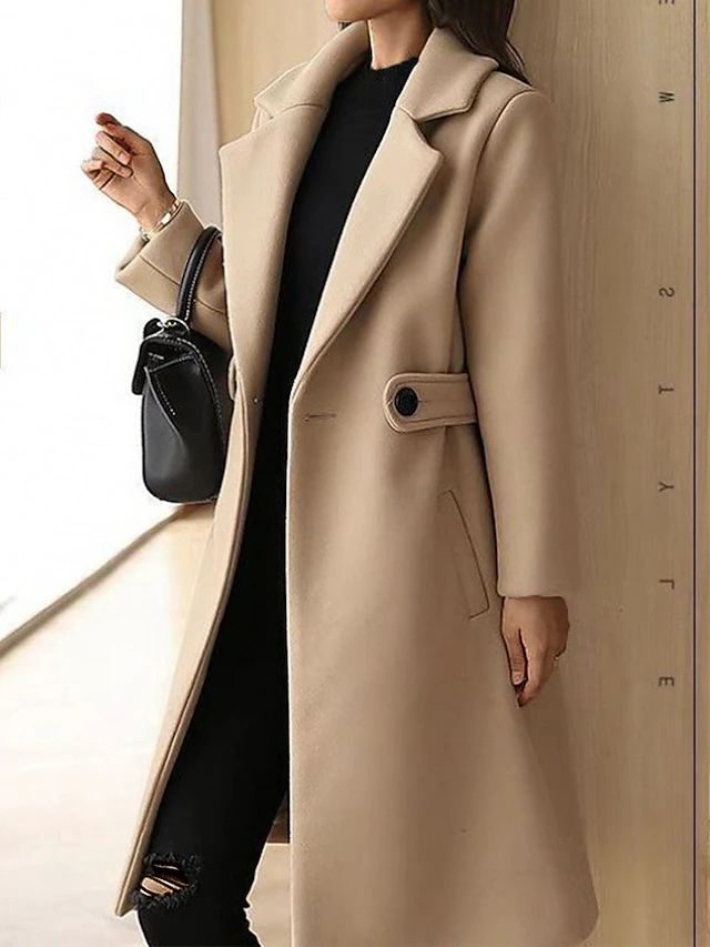 Belted Long Wool Coat for Women