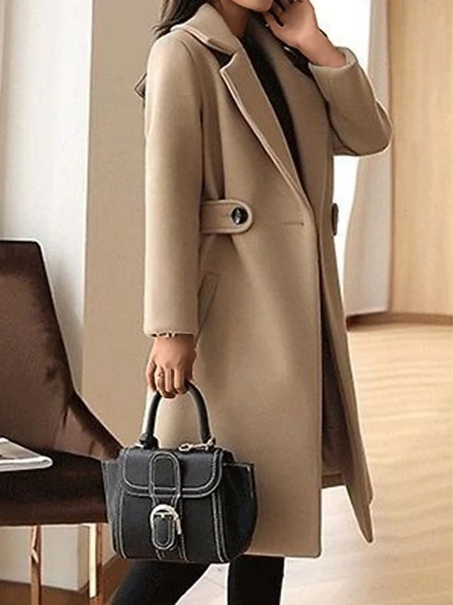 Belted Long Wool Coat for Women