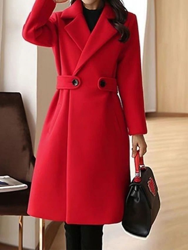 Belted Long Wool Coat for Women - View 4