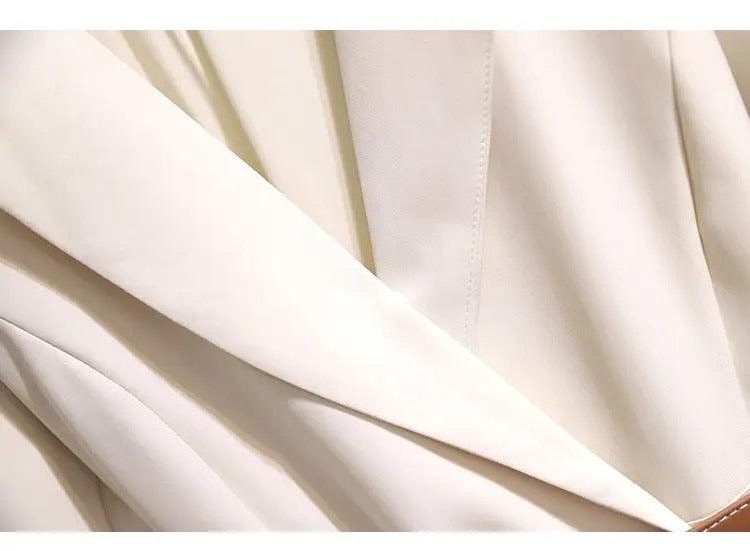 Belted Pleated Blazer Dress with Long Sleeves for Women - View 5