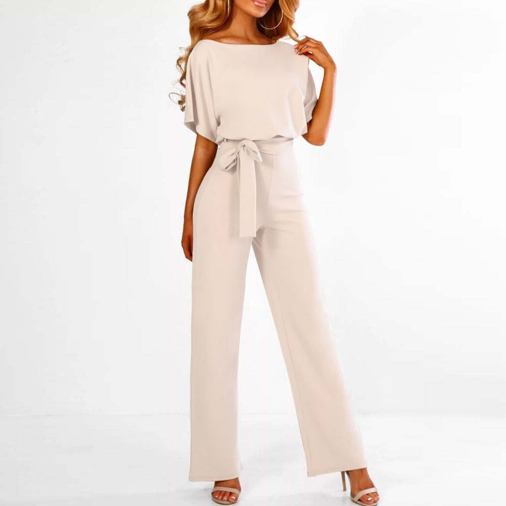 Belted Wide Leg Jumpsuit for Women