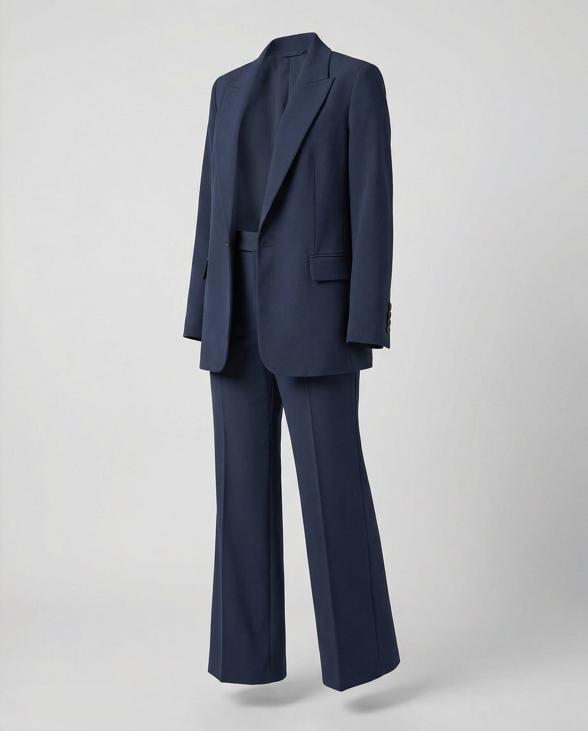 Black Blazer and Wide Leg Trousers Set for Women - View 11