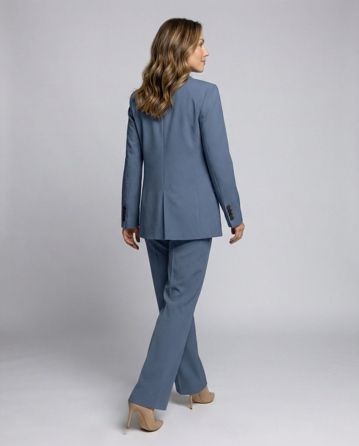 Black Blazer and Wide Leg Trousers Set for Women - View 13