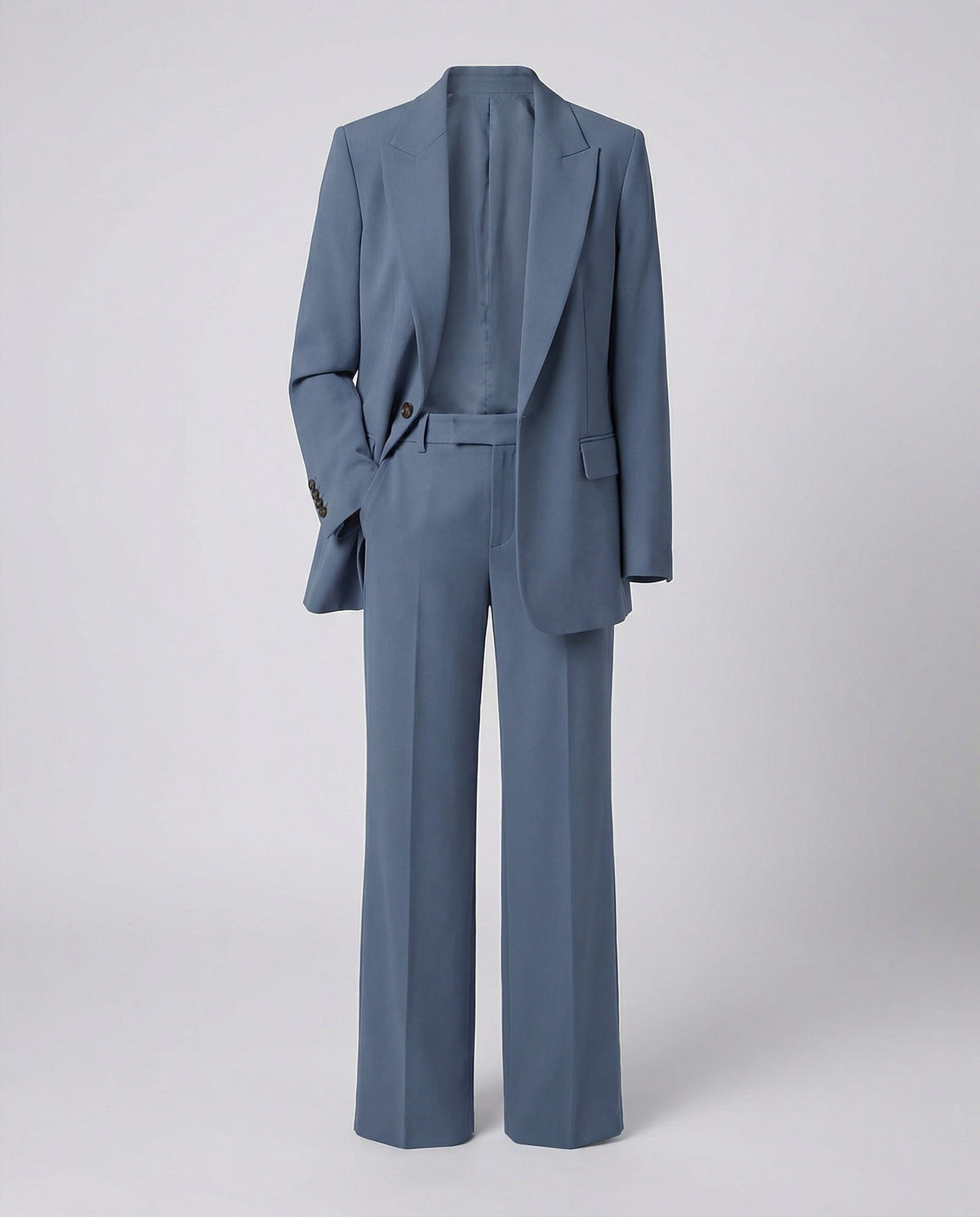 Black Blazer and Wide Leg Trousers Set for Women - View 15