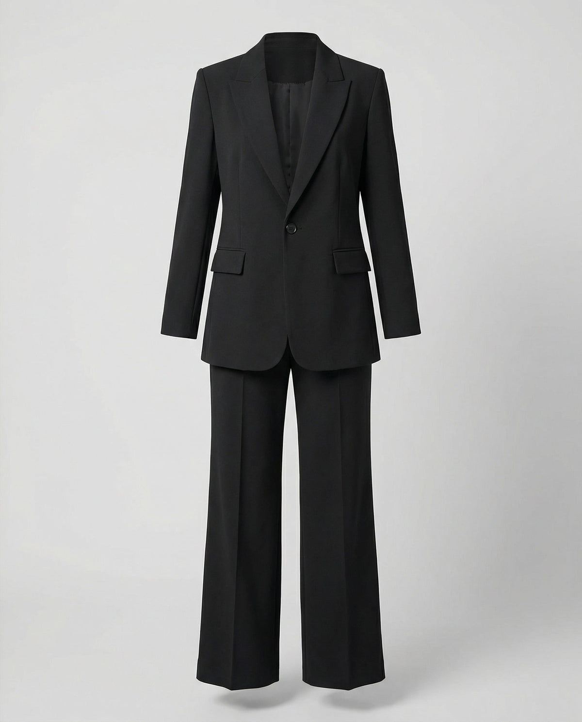 Black Blazer and Wide Leg Trousers Set for Women - View 21