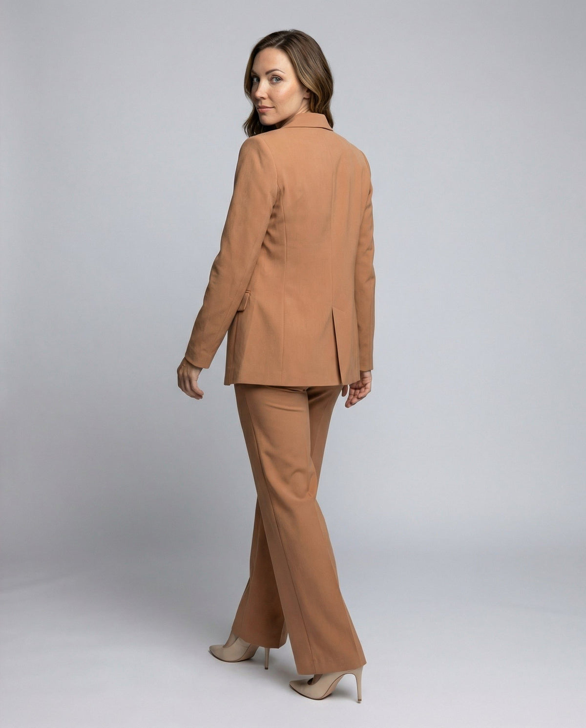 Black Blazer and Wide Leg Trousers Set for Women - View 33