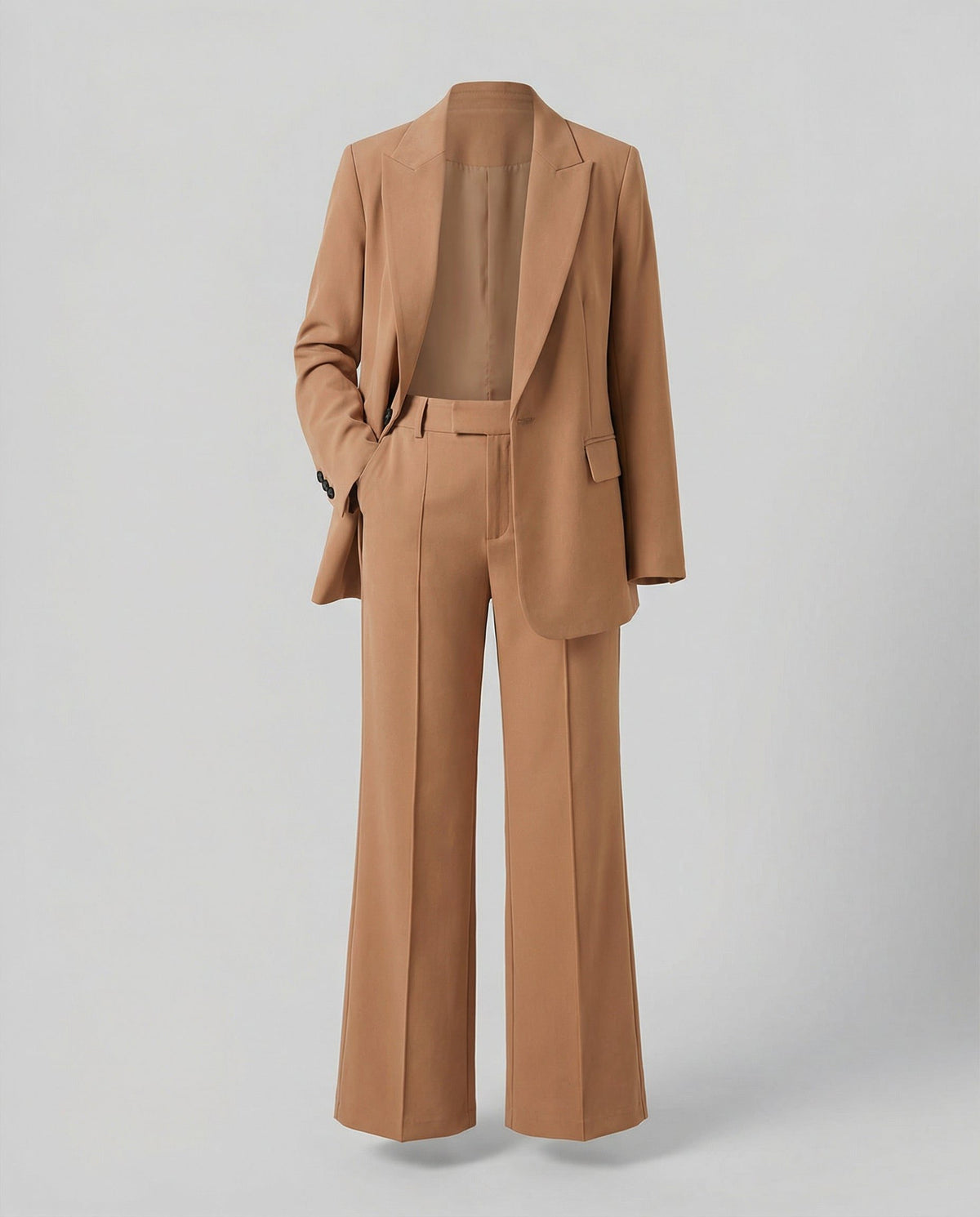 Black Blazer and Wide Leg Trousers Set for Women - View 35