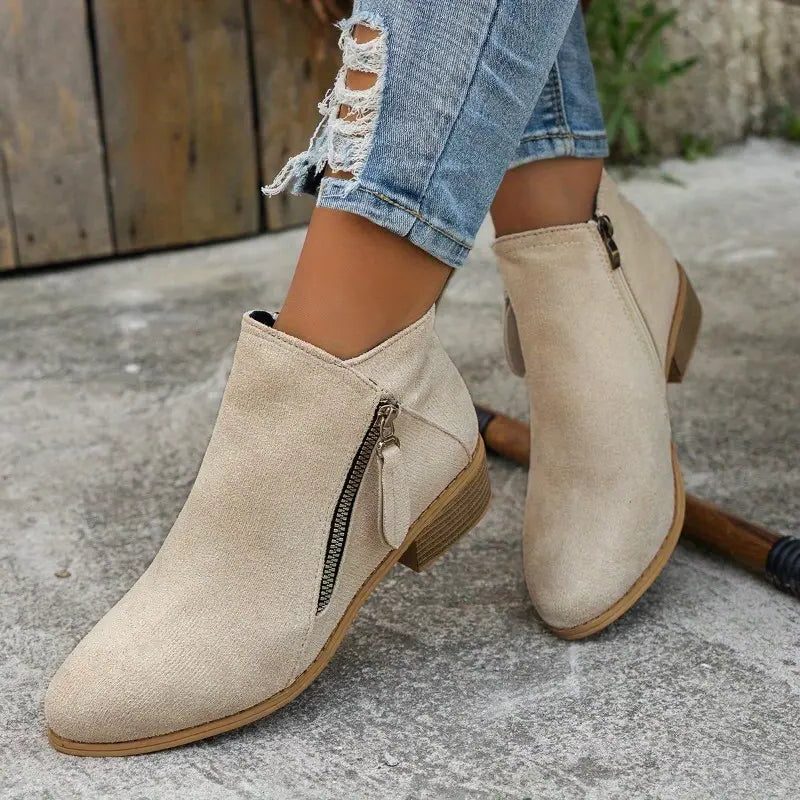 Block Heel Ankle Boots for Women