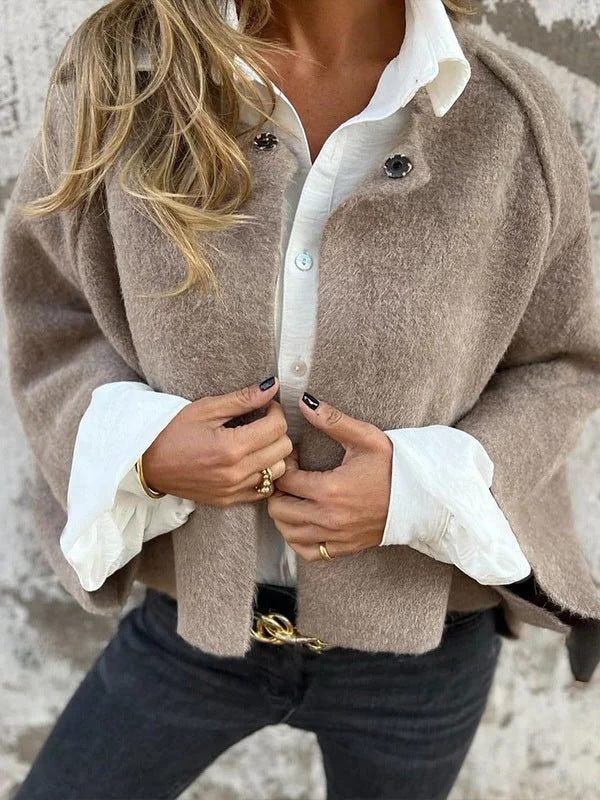 Button-Down Cropped Cardigan for Women