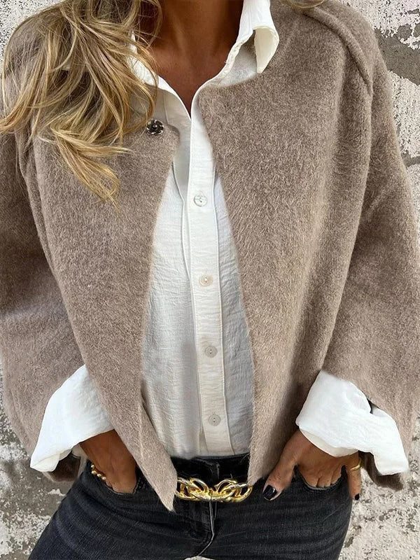 Button-Down Cropped Cardigan for Women