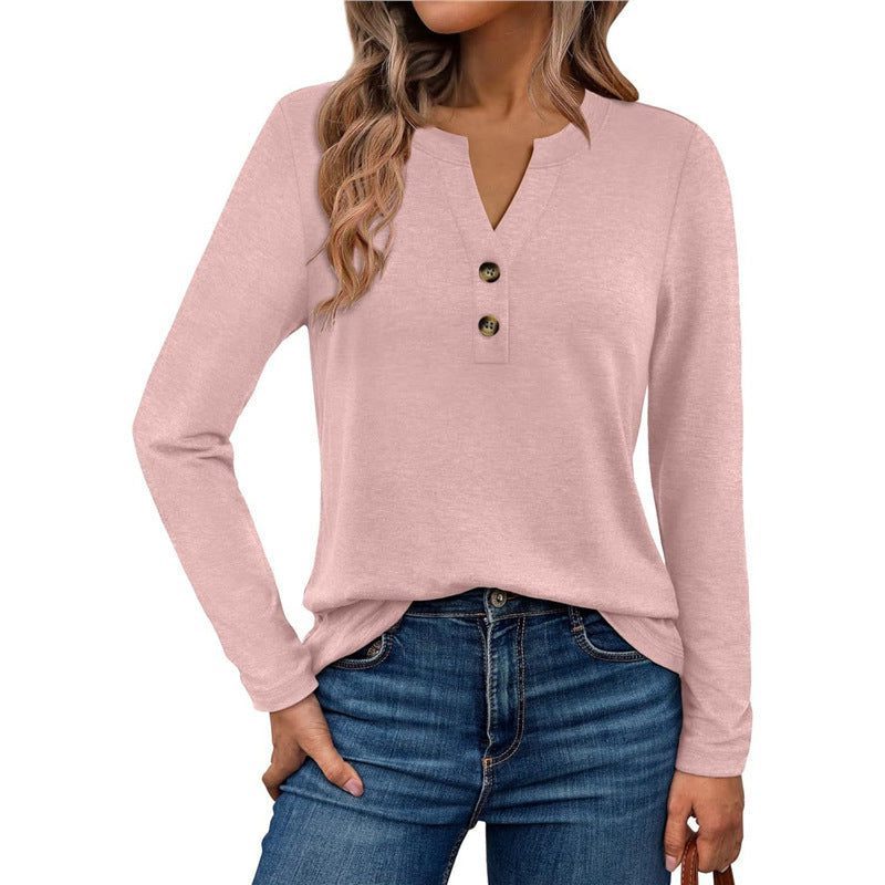 Button-Down Long Sleeve Blouse for Women - Pink