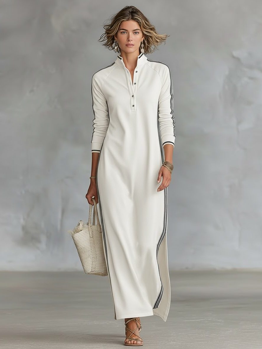 Button Down Maxi Shirt Dress for Women - White