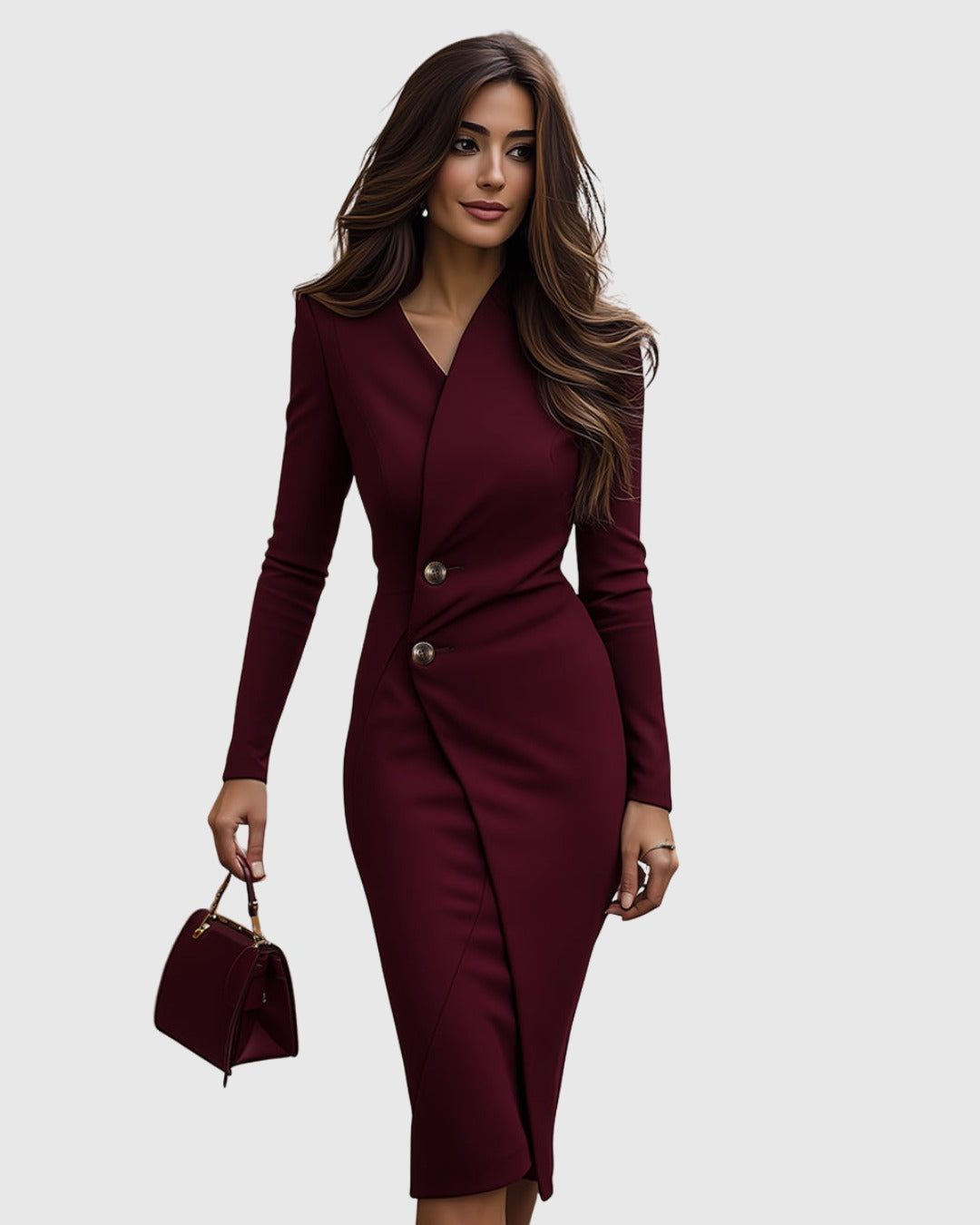 Button-Front Blazer Cocktail Midi Dress for Women - View 3