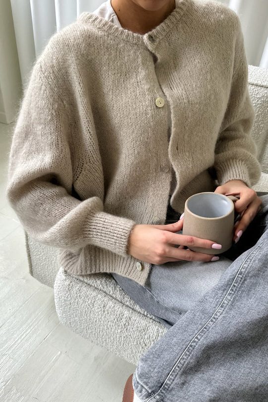 Button-Up Knit Cardigan with Long Sleeves for Women