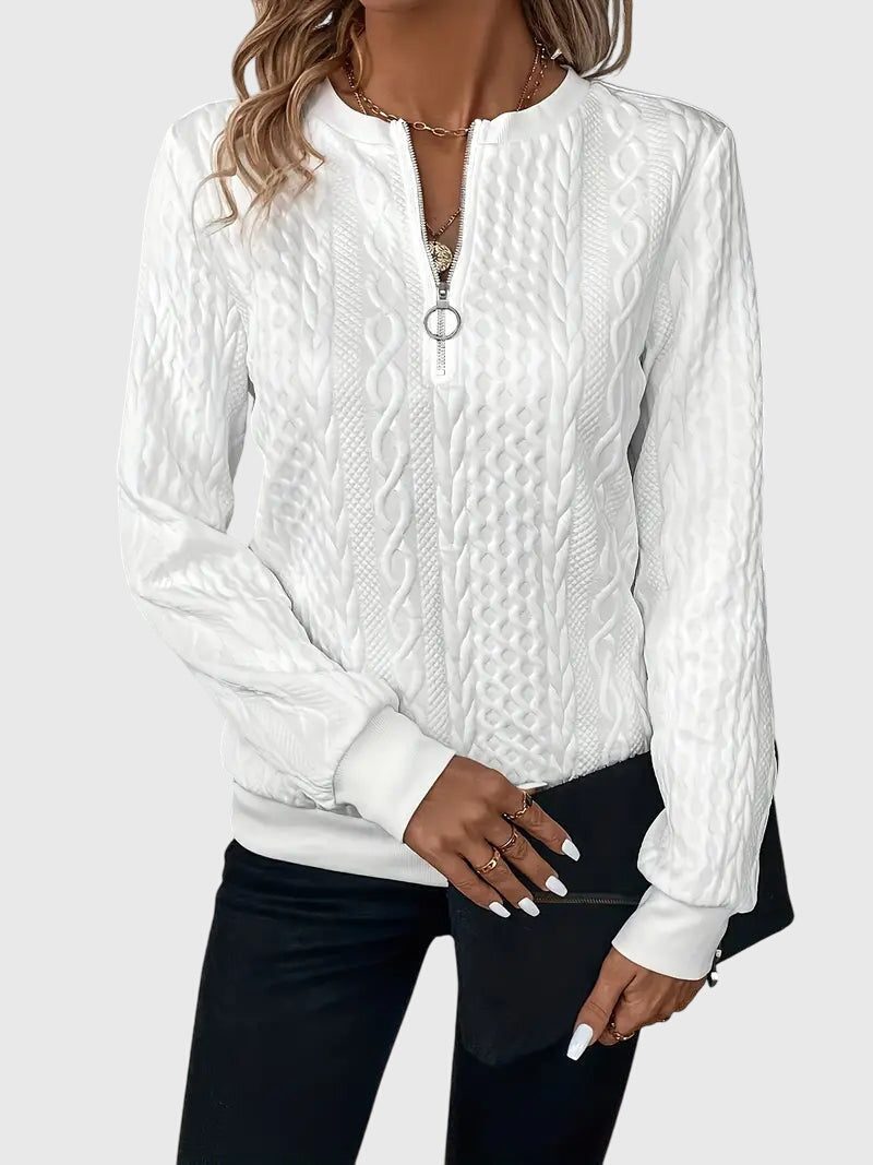 Cable Knit Half-Zip Jumper for Women - View 4