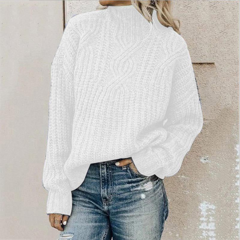 Cable Knit Roll Neck Jumper for Women - White