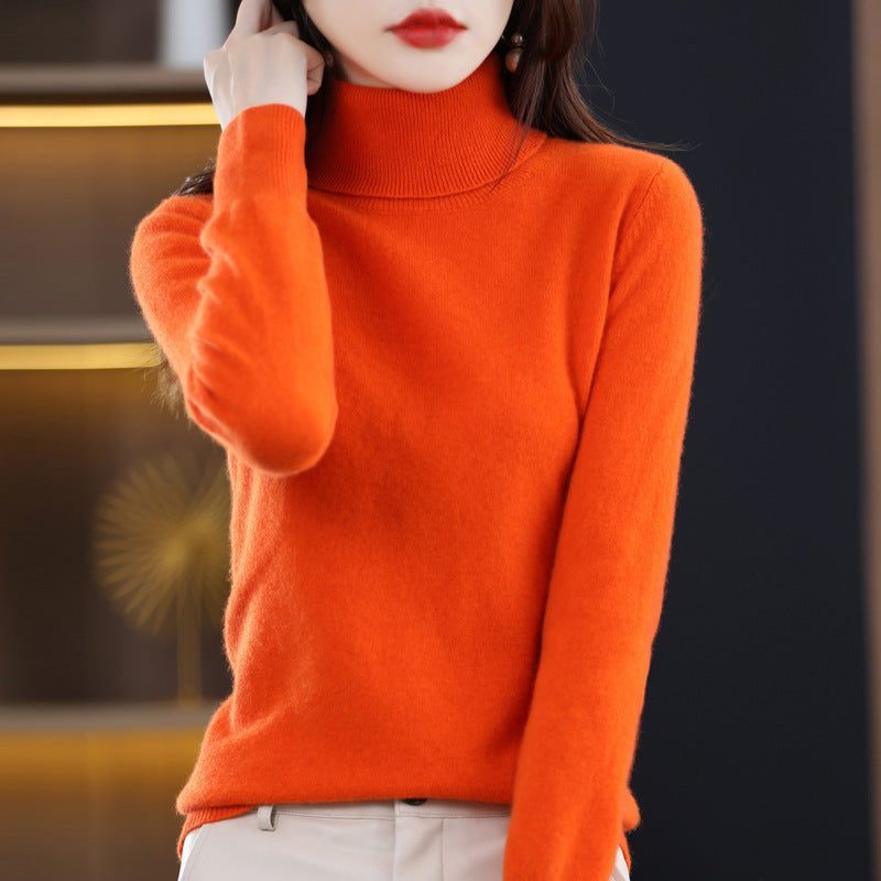 Cashmere Knit Roll Neck Jumper for Women - Aima-Orange