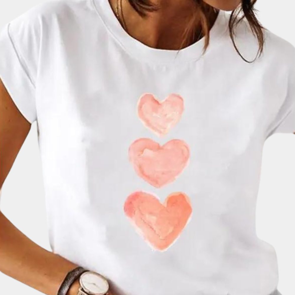 Cat Graphic T-Shirt with Crew Neck for Women