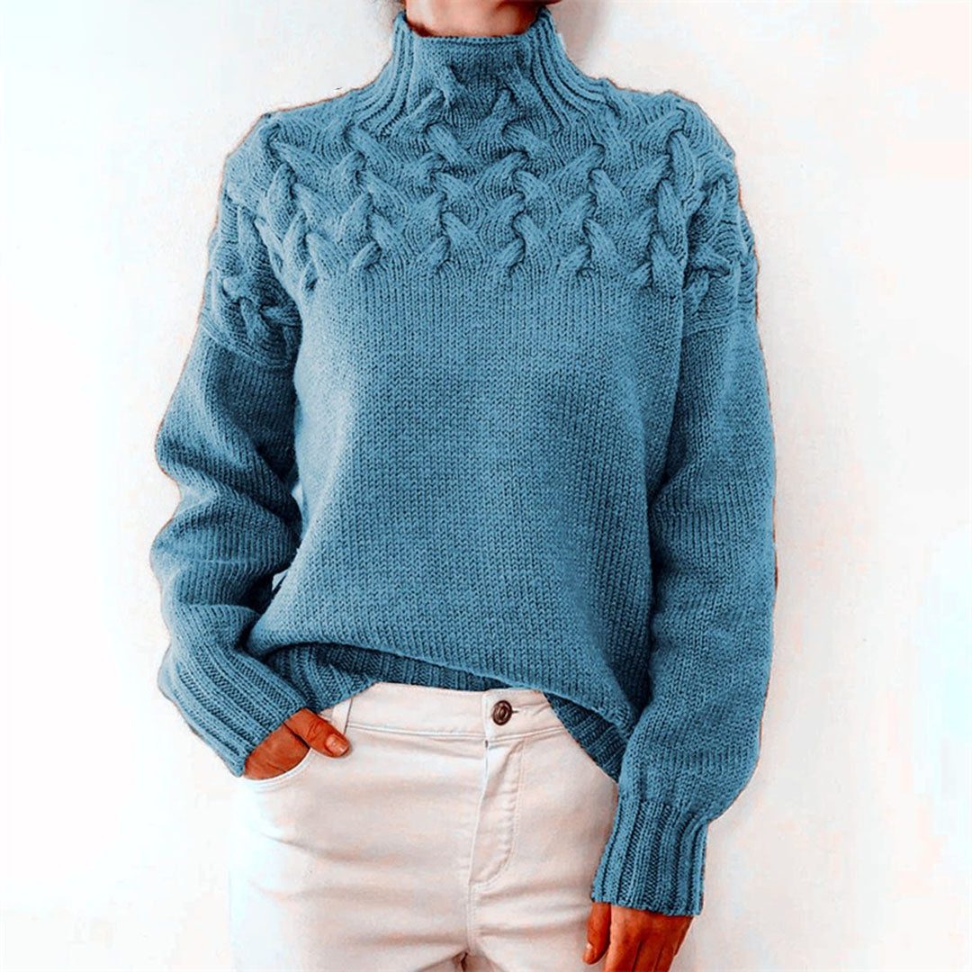 Chunky Cable Knit Roll Neck Oversized Jumper for Women