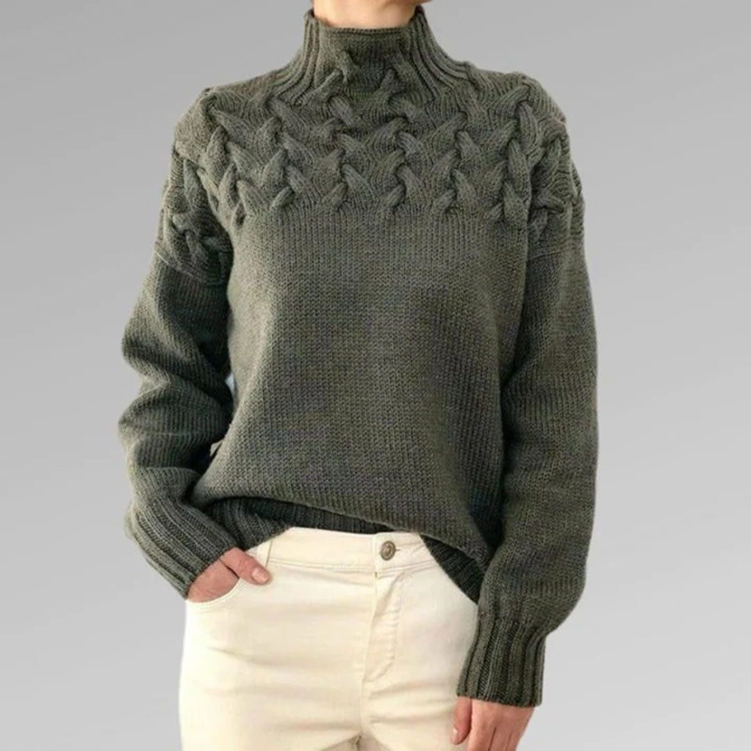 Chunky Cable Knit Roll Neck Oversized Jumper for Women - View 8