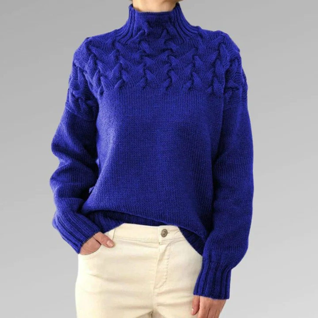 Chunky Cable Knit Roll Neck Oversized Jumper for Women - View 10