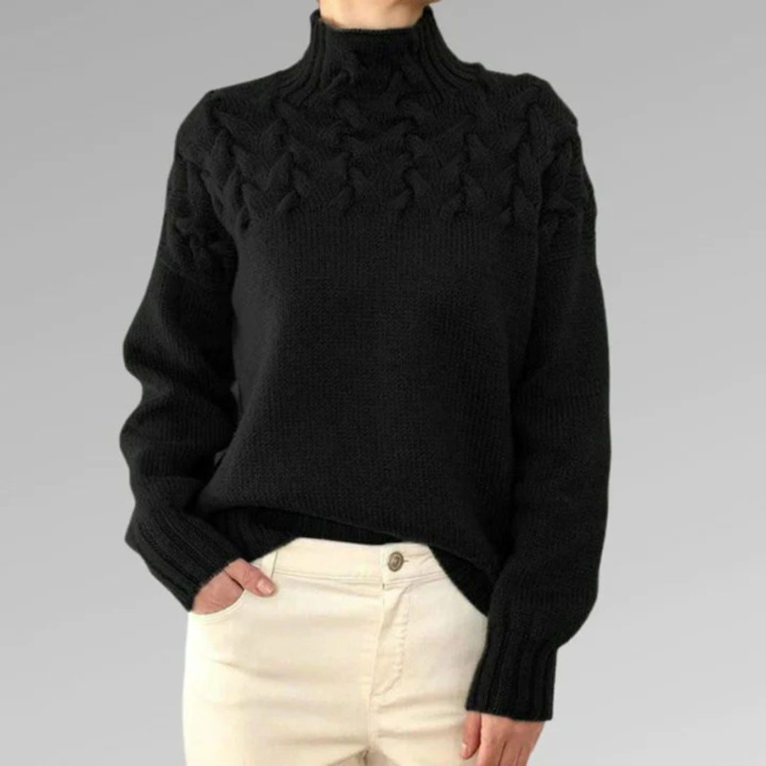 Chunky Cable Knit Roll Neck Oversized Jumper for Women - View 12