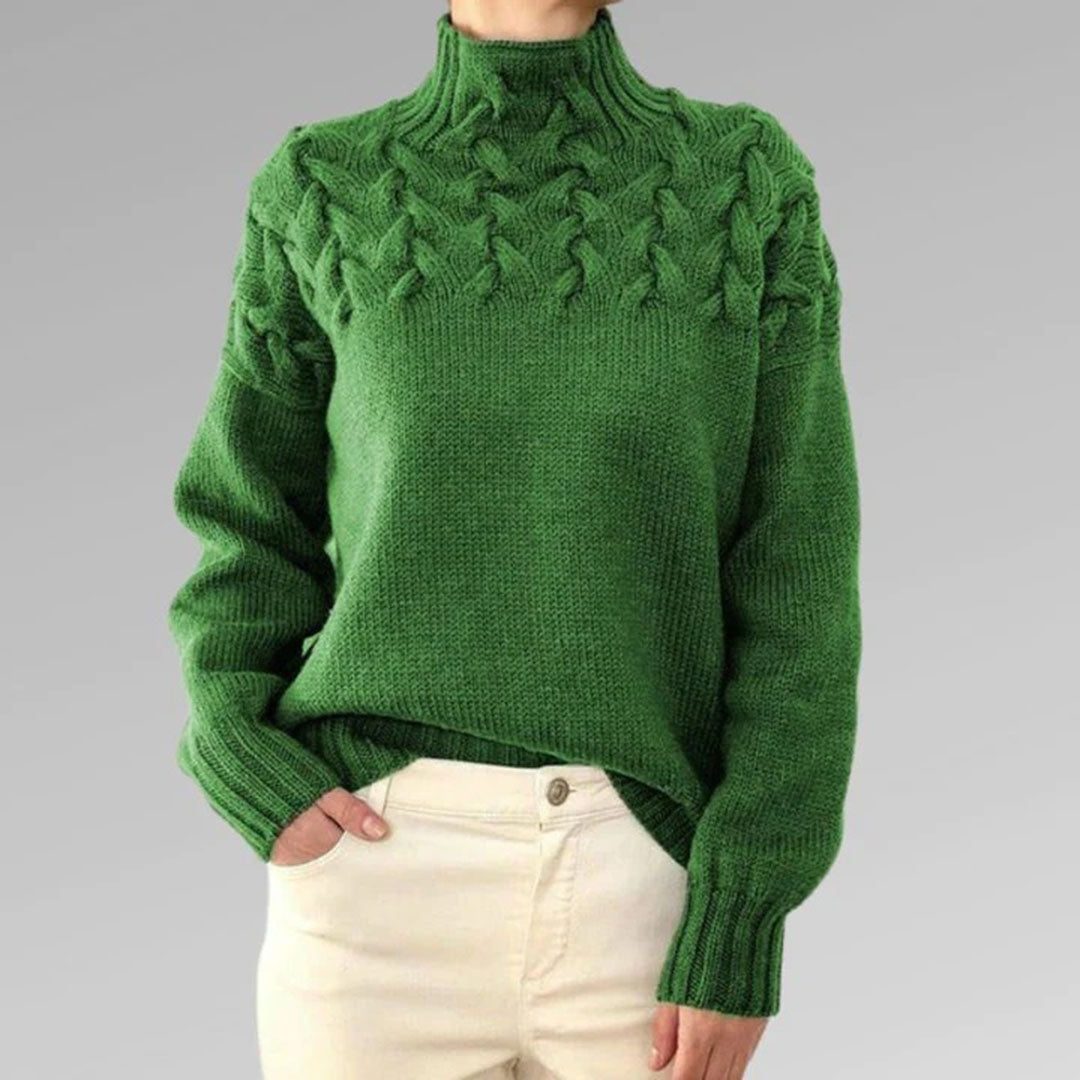 Chunky Cable Knit Roll Neck Oversized Jumper for Women - View 6