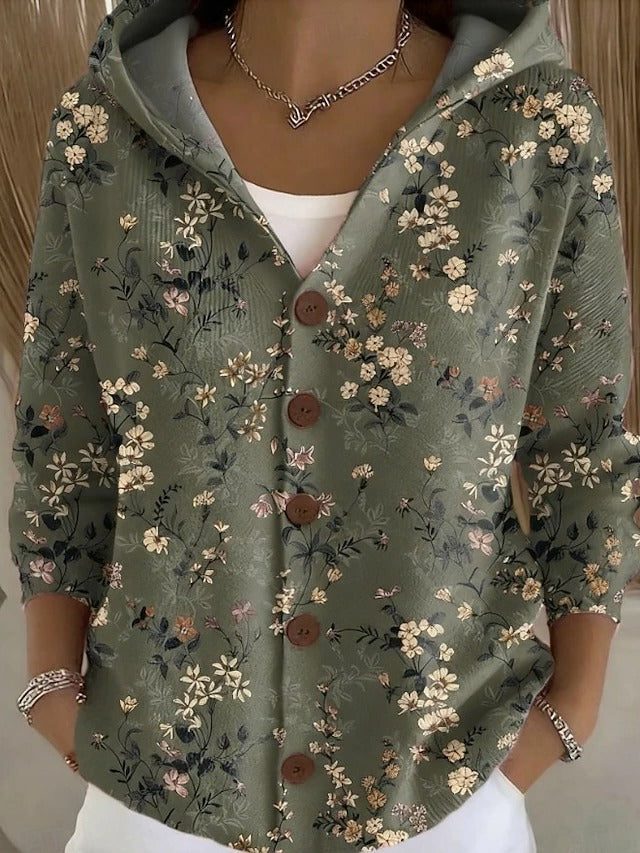 Chunky Knit Cardigan with Hood for Women - Dark Green