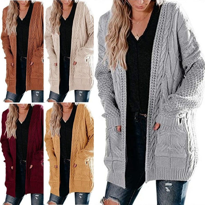 Chunky Knit Cardigan with Pockets for Women