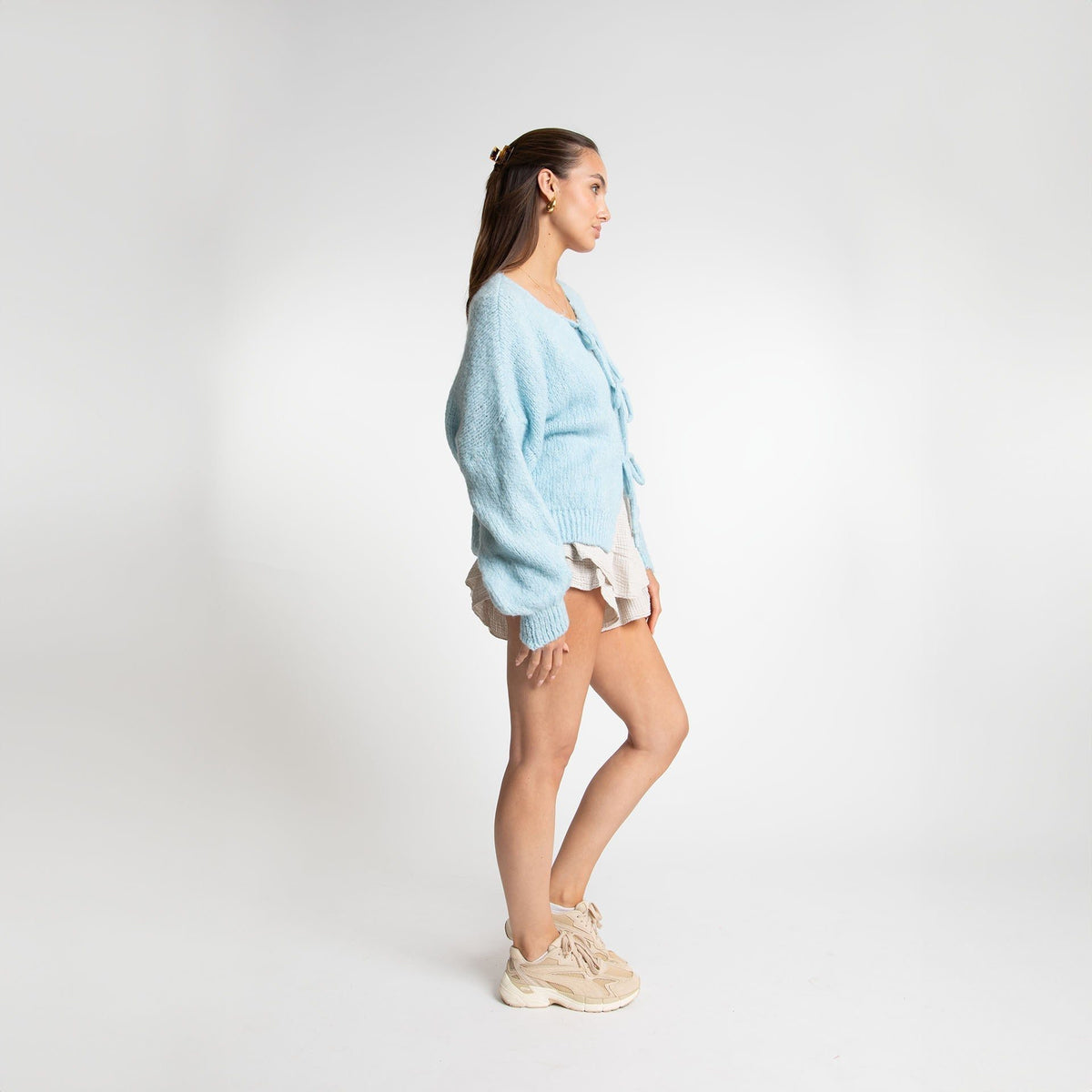 Chunky Knit Oversized Cardigan with Tie Front for Women - View 6