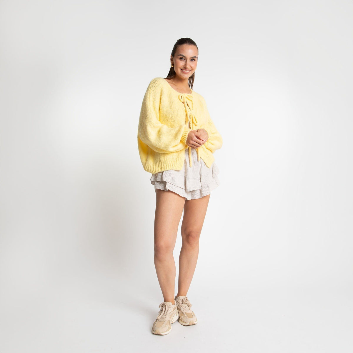 Chunky Knit Oversized Cardigan with Tie Front for Women - View 7