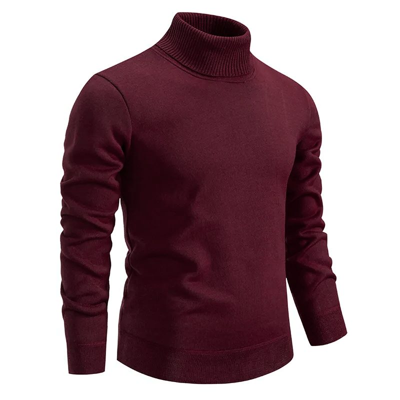 Chunky Knit Roll Neck Sweater for Women - Burgundy
