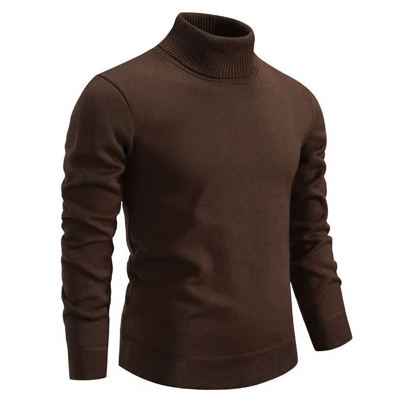 Chunky Knit Roll Neck Sweater for Women - Brown