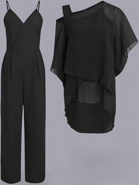 Cold Shoulder Chiffon Two-Piece Set for Women - View 8