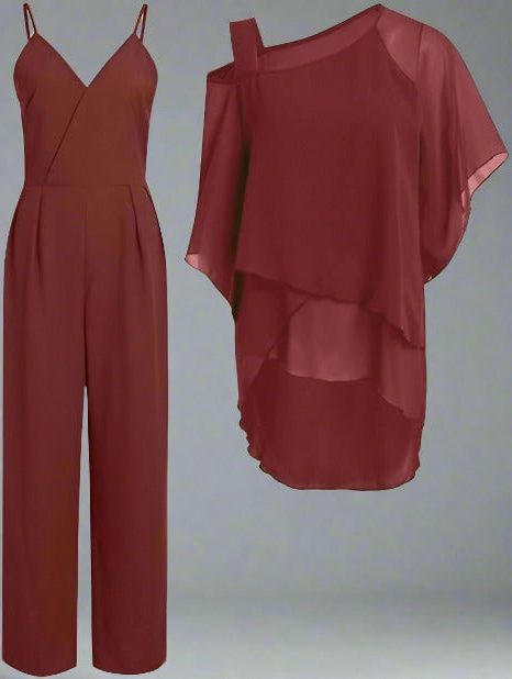 Cold Shoulder Chiffon Two-Piece Set for Women - View 9