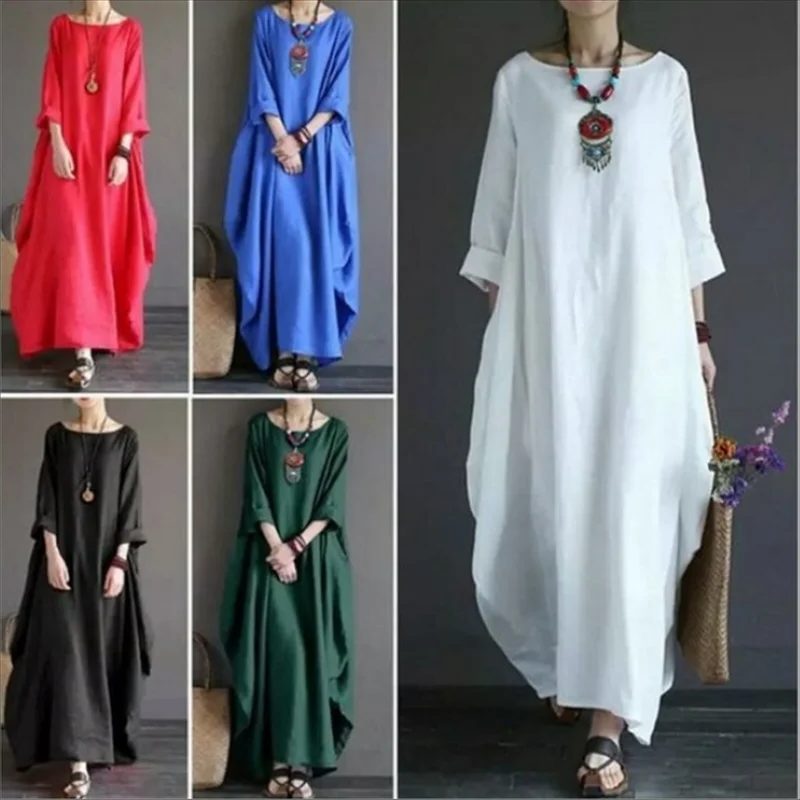 Cotton Oversized Midi Dress for Women