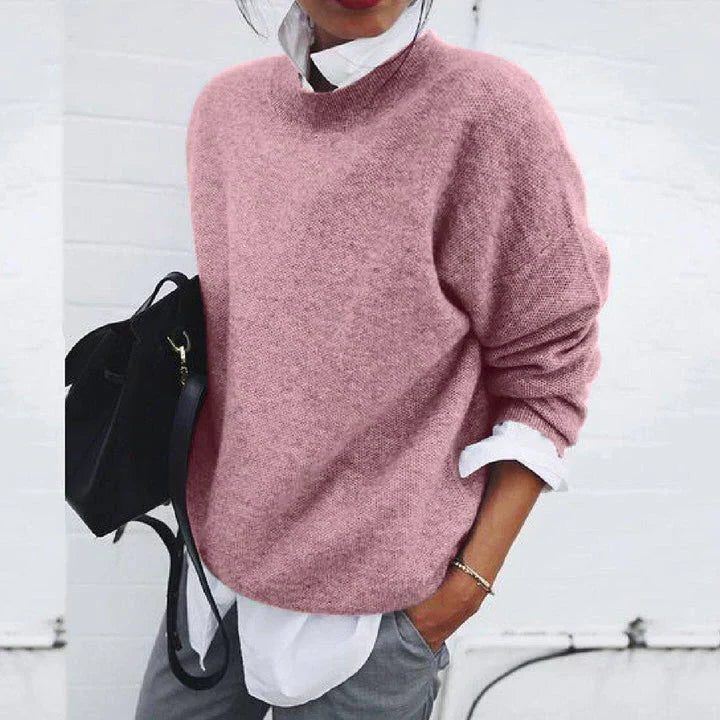 Crew Neck Knit Jumper for Women - Pink