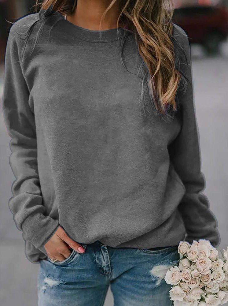 Crew Neck Sweatshirt for Women - Gray
