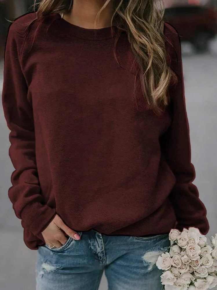 Crew Neck Sweatshirt for Women - Burgundy