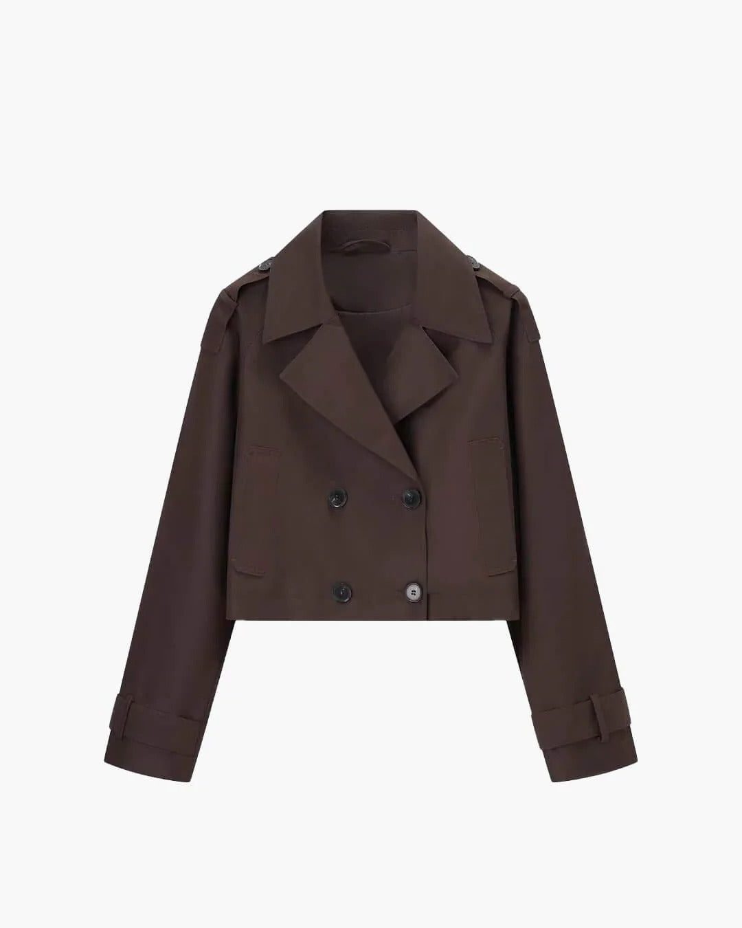 Cropped Double-Breasted Trench Coat for Women - Brown