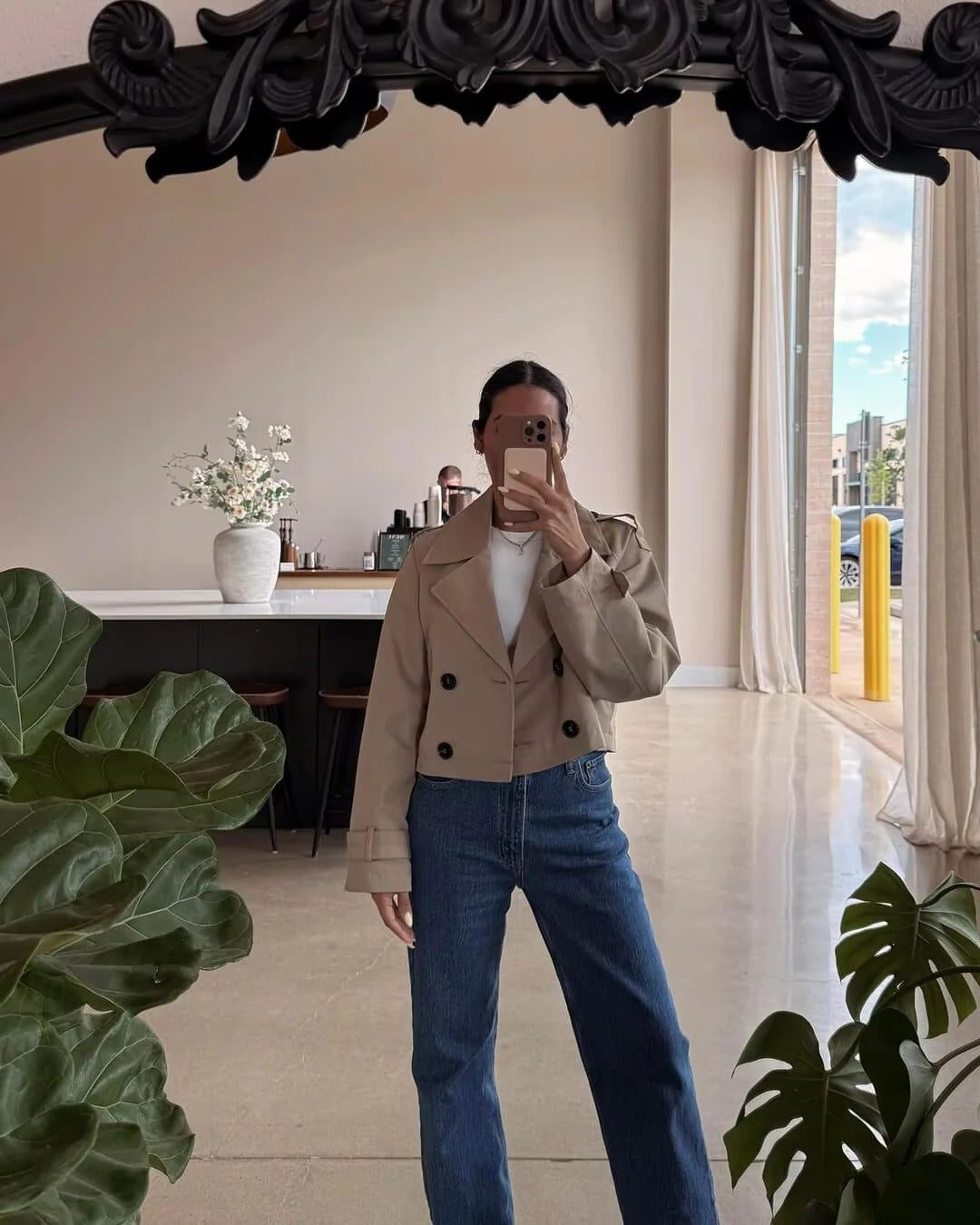 Cropped Double-Breasted Trench Coat for Women - View 2